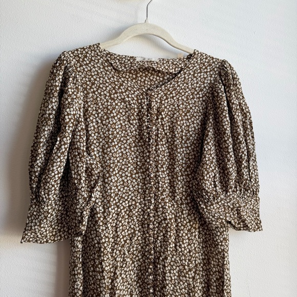 Doen Laurel Dress Olive Women's Large Green Boho Prairie Floral - Picture 4 of 9